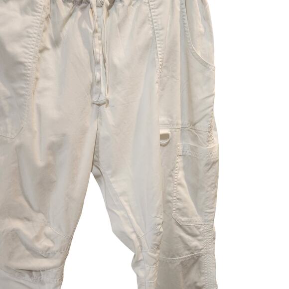 Koi Adjustable Drawstring Waist Cargo Pockets Scrub Pants White Size 2X Petite - Picture 9 of 12